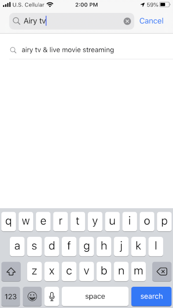Enter “airy tv” within the search bar.