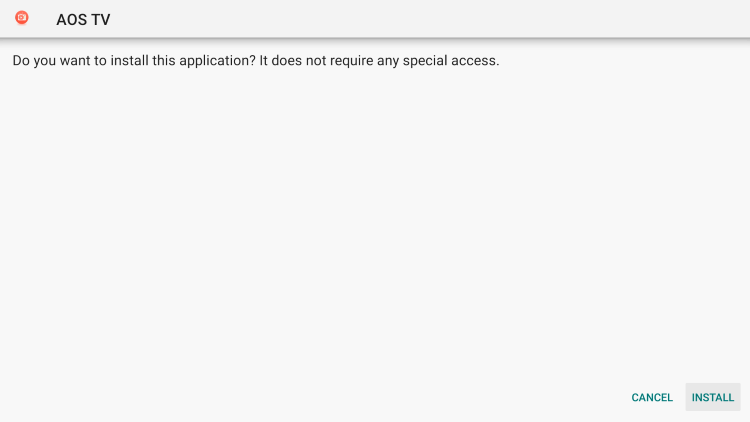 Click Install aos tv