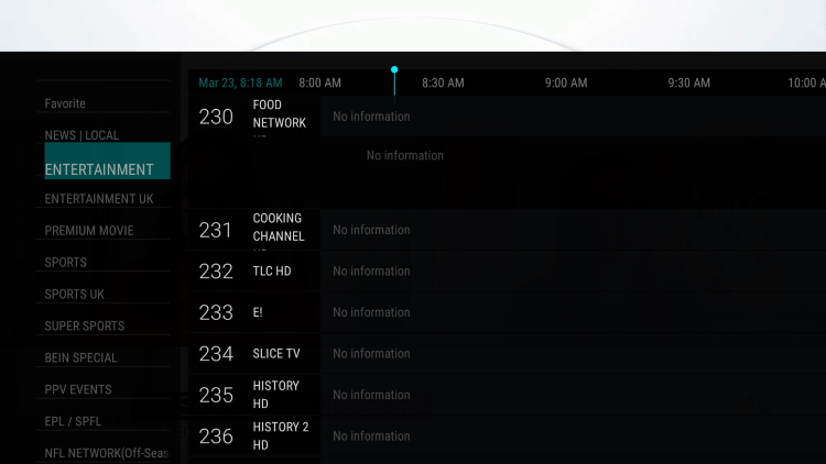 There is also a simple electronic program guide (EPG) for those that prefer this layout.