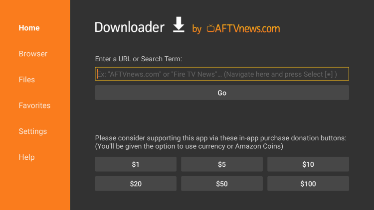 After installing the Downloader app, follow the steps below for installing HD Streamz APK on Firestick.