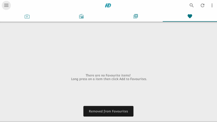 That's it! You can now add/remove channels from Favorites within hd streamz