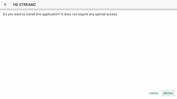 Click Install hd streamz