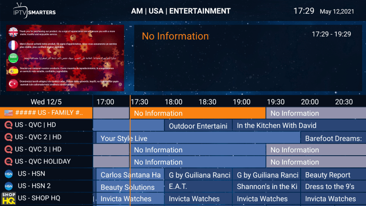 There is also a simple electronic program guide (EPG) for those that prefer this layout.