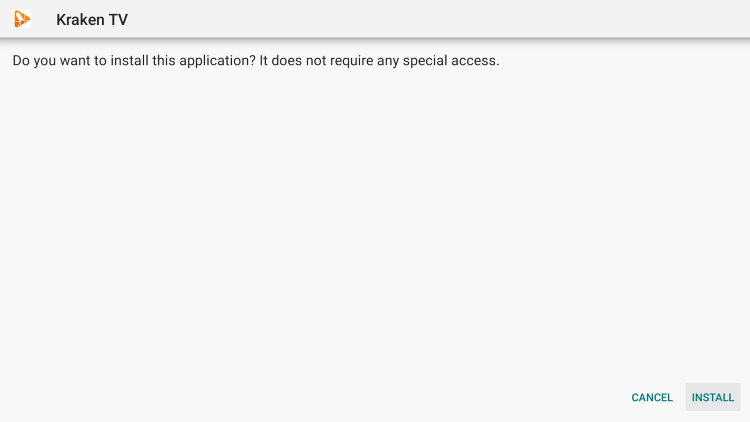 Click Install kraken tv