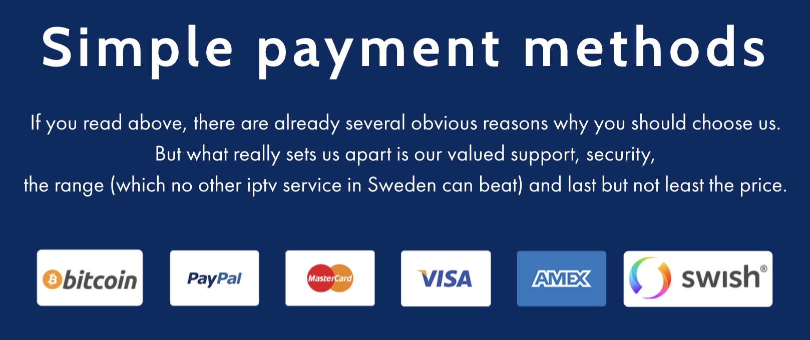 accepted payment methods