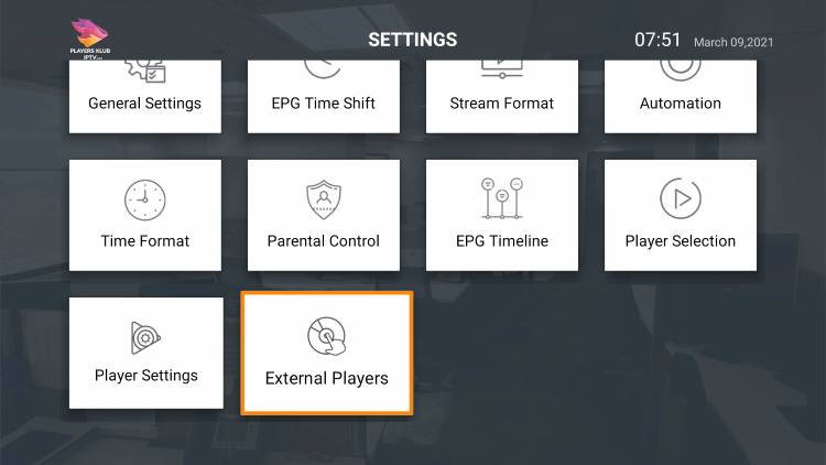 Select External Players.