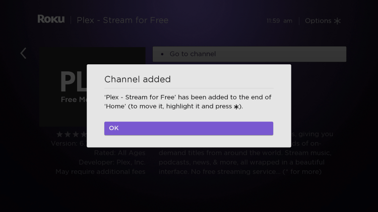 Wait a few seconds for the channel process and click OK when finished.