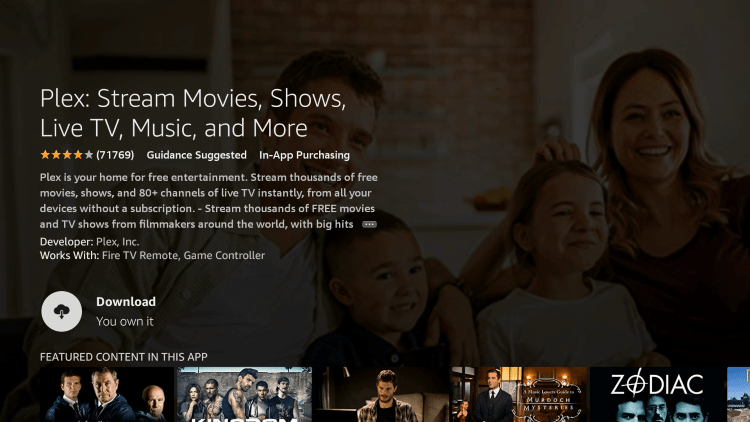 Click Download plex live tv