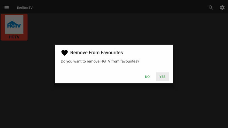 If you want to remove a channel from your Favorites, hover over the channel and hold down the OK button. Then choose yes.