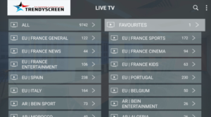 trendyscreen iptv channels